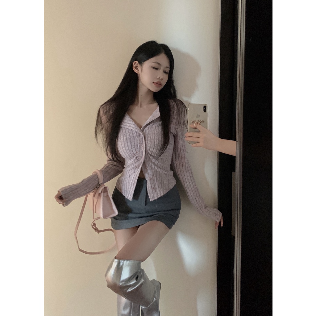 Lisynn Áo cardigan Dệt Kim Tay Dài Thời Trang Mùa Thu Ngọt Ngào Cho Nữ