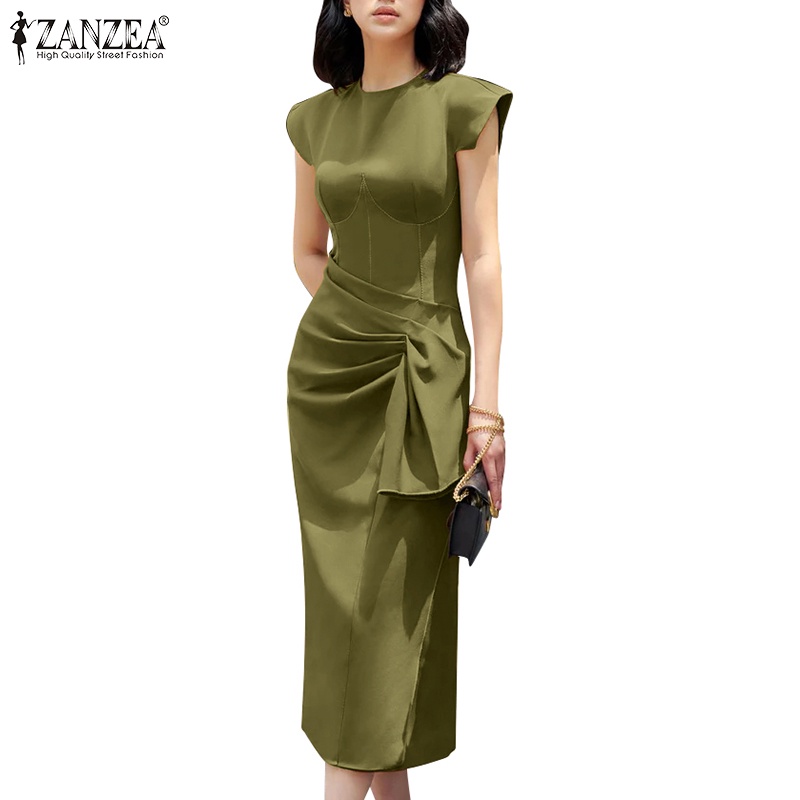 Zanzea Đầm midi Tay Ngắn Thanh Lịch Cho Nữ