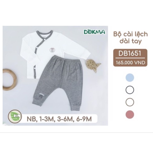 Dokma bộ sơ sinh cài lệch dài tay DB1651 mẹ sam