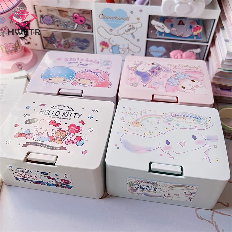 Hwtr Hộp Đựng Trang Sức Nắp Lật In Hình sanrio my melody cinnamoroll kitty Sáng Tạo Mới
