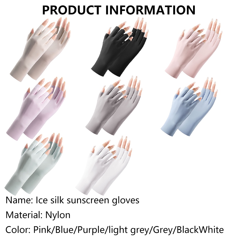 Gtubike Găng Tay Nửa Ngón upf50 + Lụa Lạnh Thoáng Khí Chống Tia uv