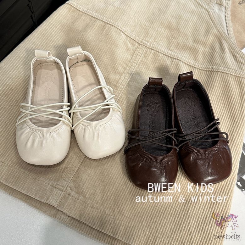 Giày Da Bít Mũi Chống Trượt Phong Cách Hàn Quốc Cho Bé Gái