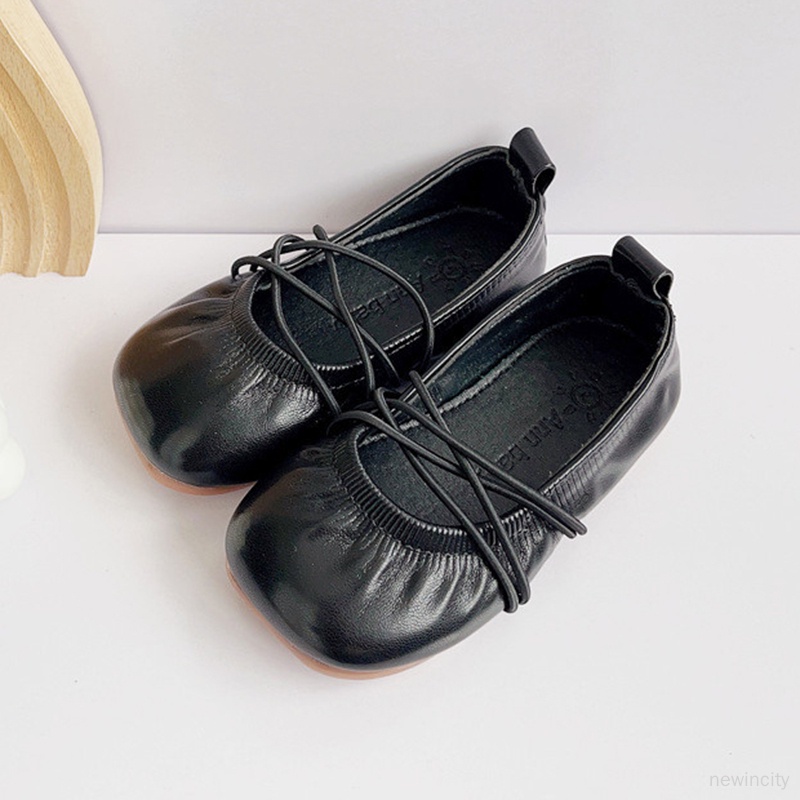 Giày Da Bít Mũi Chống Trượt Phong Cách Hàn Quốc Cho Bé Gái