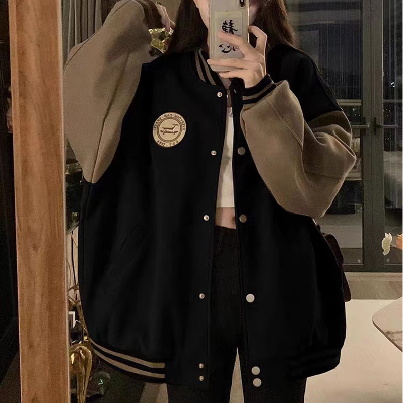 Nurgaz Áo Khoác Bóng Chày Bằng Nhung Dày Dặn Phong Cách retro Mỹ Cho Nữ