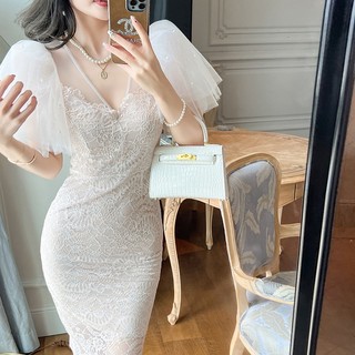 Đầm tay phồng phối ren phong cách pháp thời trang mùa hè cho nữ 20644