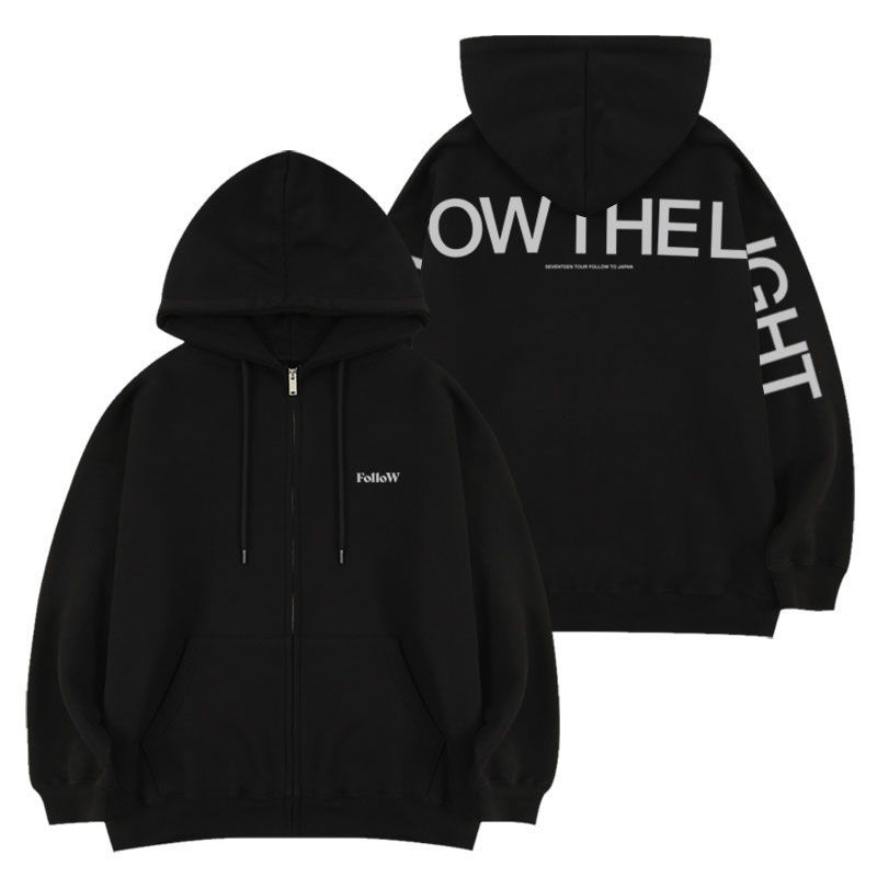 Kpop seventeen Áo Khoác hoodie unisex Thiết Kế Khóa Kéo Phong Cách Đường Phố kpop follow to the city