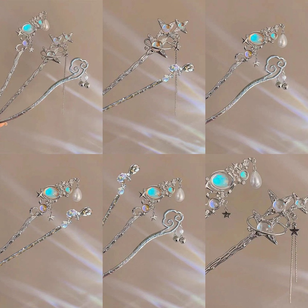 Kẹp Tóc Tua Rua Mẫu Mới Năm 2023 Bằng Kim Loại Đá Mặt Trăng Bầu Trời Đầy Sao