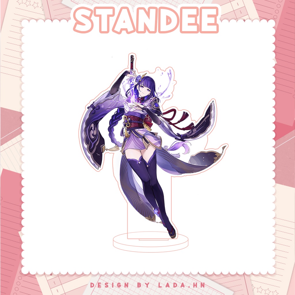 Móc khóa mô hình standee đứng để bàn Raiden Shogun Genshin Impact Lada anime đáng yêu chibi trang trí quà tặng