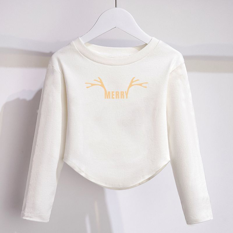 Áo Thun Tay Dài Phong Cách Hàn Quốc Thời Trang Xuân Thu Xinh Xắn Cho Bé Gái