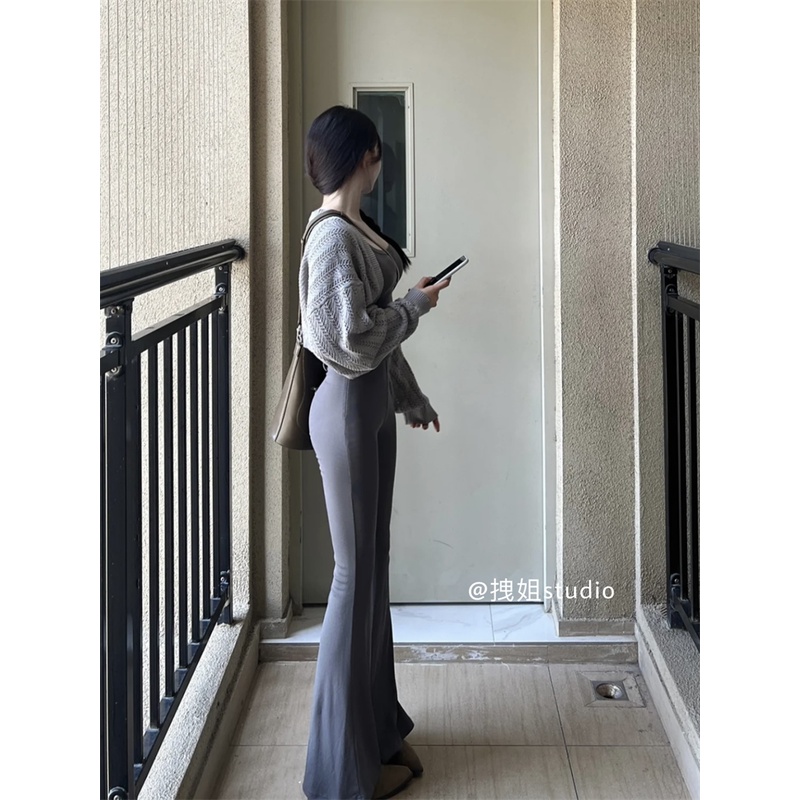 Quần Dài Lưng Cao Ống Loe Ôm Dáng Phong Cách Mới Mùa Thu Cho Nữ