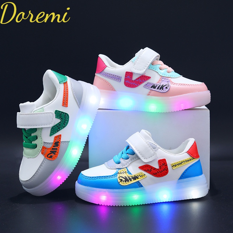Doremi Giày Sneaker Đế Mềm Có Đèn led Phong Cách Thời Trang Hàn Quốc Dành Cho Trẻ Em