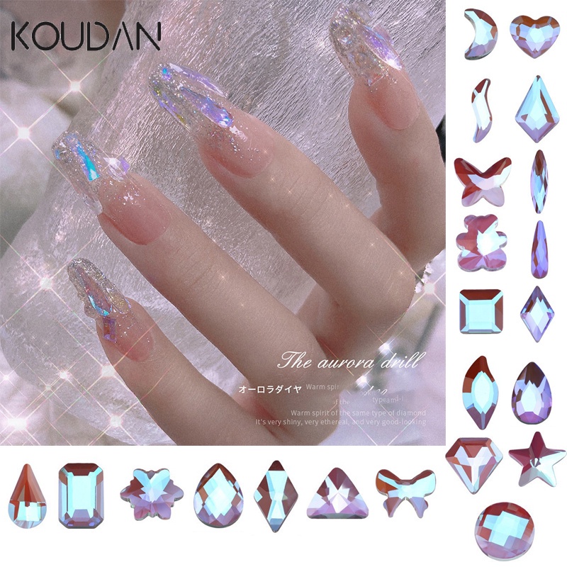 1 Đá Pha Lê Trong Suốt Hình Hoa Tuyết / Trái Tim / Bướm Màu Tím Lấp Lánh Trang Trí Móng Tay Nghệ Thuật diy
