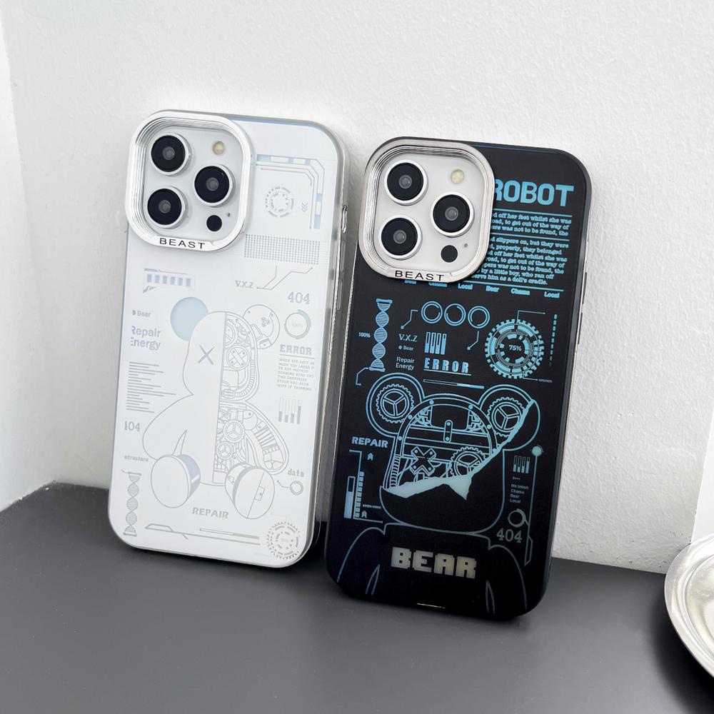 Ốp Điện Thoại tpu pc Mềm Trong Suốt Mạ Điện Họa Tiết Gấu Hợp Thời Trang Cho iphone 14 12 13 11 pro max 15 plus