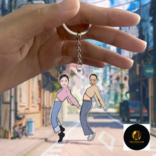 Móc khoá chibi bạn thân IN THEO YÊU CẦU, nhóm bạn thân dễ thương nhây, siêu cute bằng in mica trong suốt