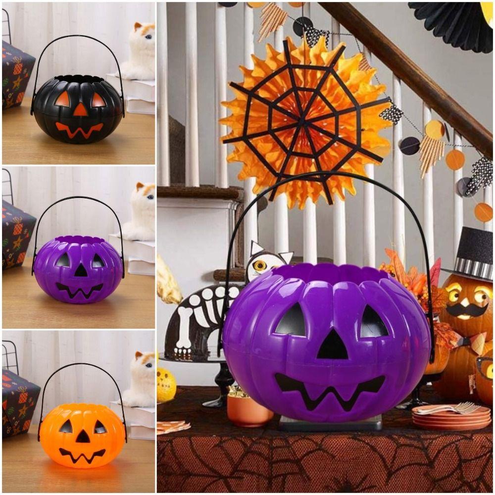 Xô Đựng Kẹo mini Có Tay Cầm Hình Bí Ngô halloween