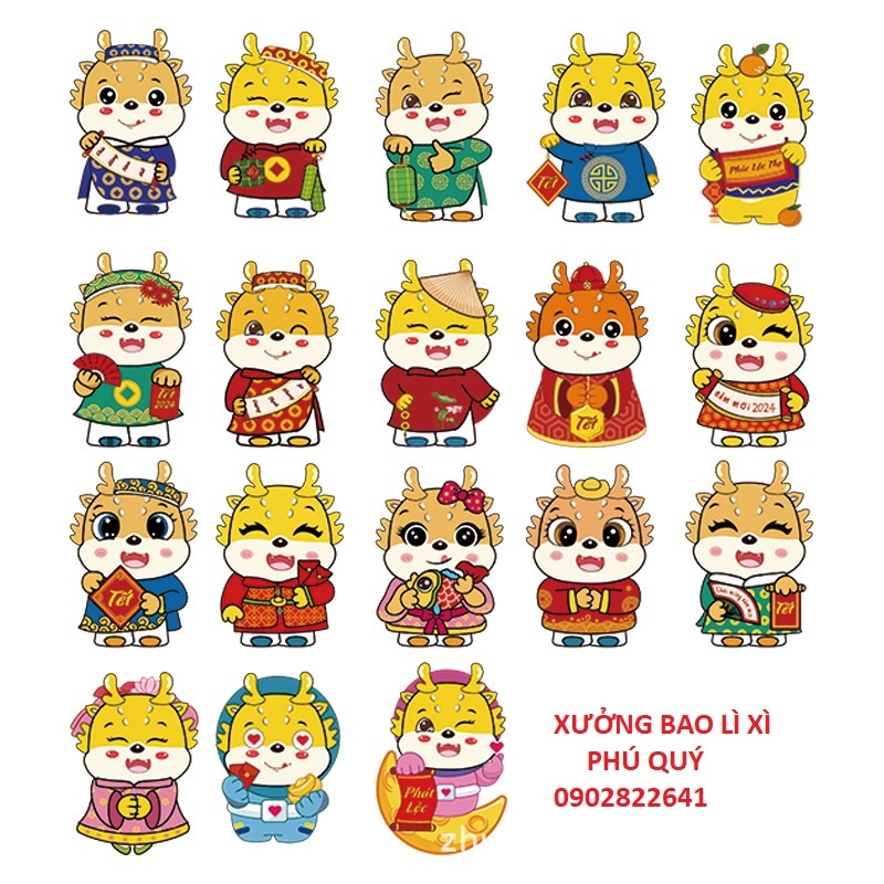 Xấp 10 bao lì xì chibi siêu hot 2024