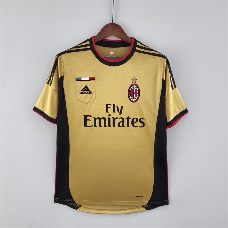 Áo Thun Bóng Đá 3rd Vàng Phong Cách retro 2013 / 2014 ac milan