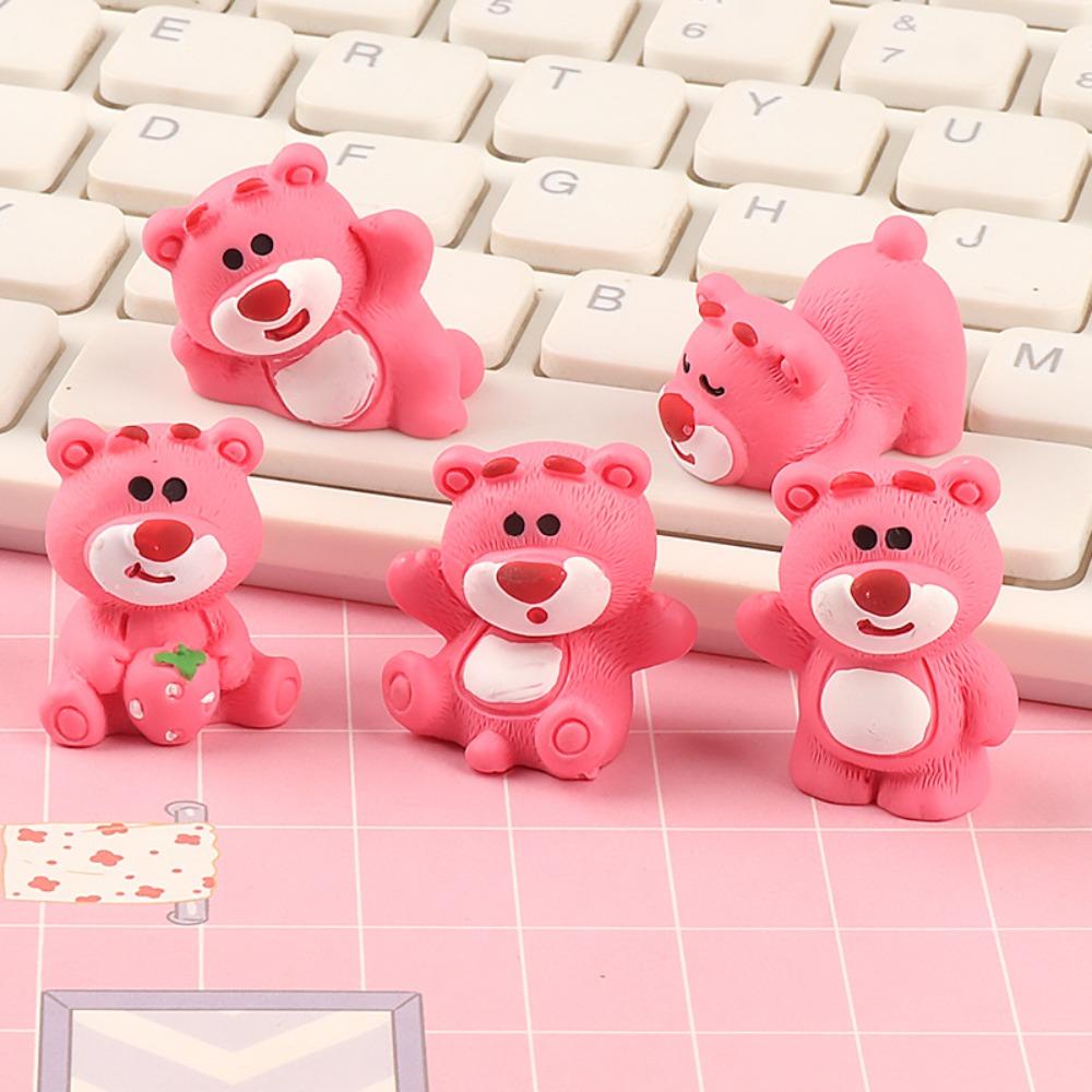 Mmluck Gấu Dâu Tây Hoạt Hình mini Bằng resin resin resin resin resin Làm Kẹp Tóc Xe Hơi diy lotso huggin