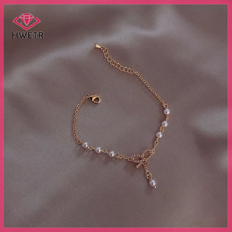 Hwtr Vòng Tay Đính Pha Lê Hình Nơ Thời Trang Cho Nữ Mới