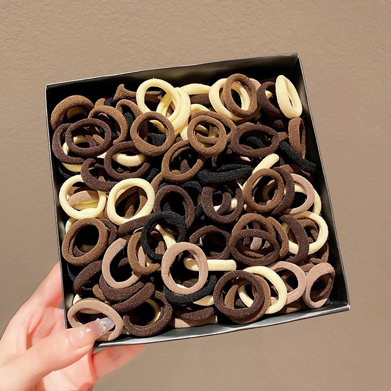 Set 100 Dây Buộc Tóc Cao Su Co Giãn Đơn Giản Thời Trang Hàn Quốc Cho Bé Gái