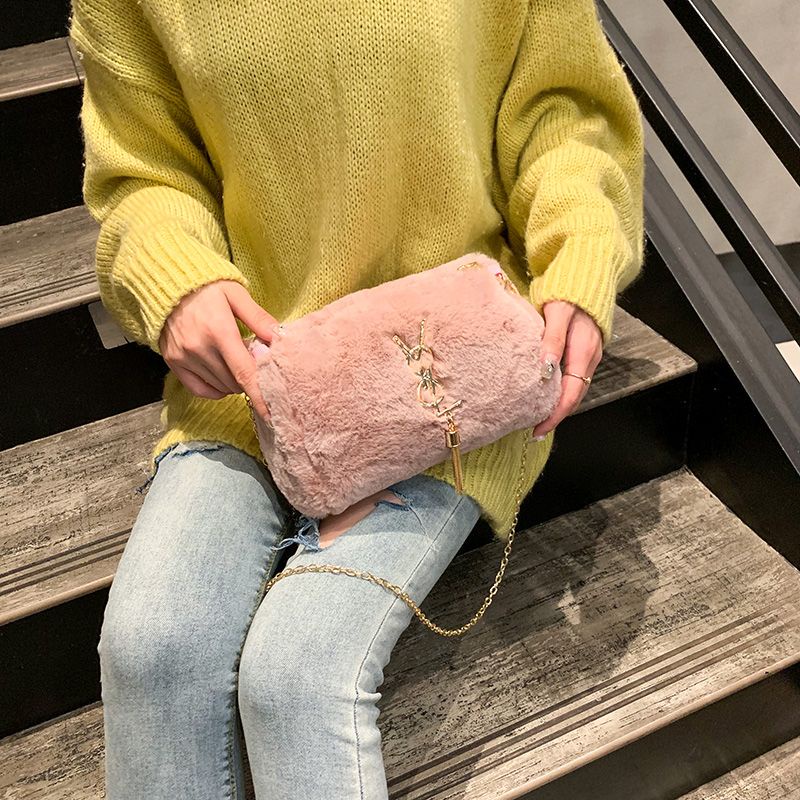 Túi Đeo Vai Hình Vuông Phủ Lông Phong Cách Hàn Quốc Dễ Thương Thời Trang Cho Nữ