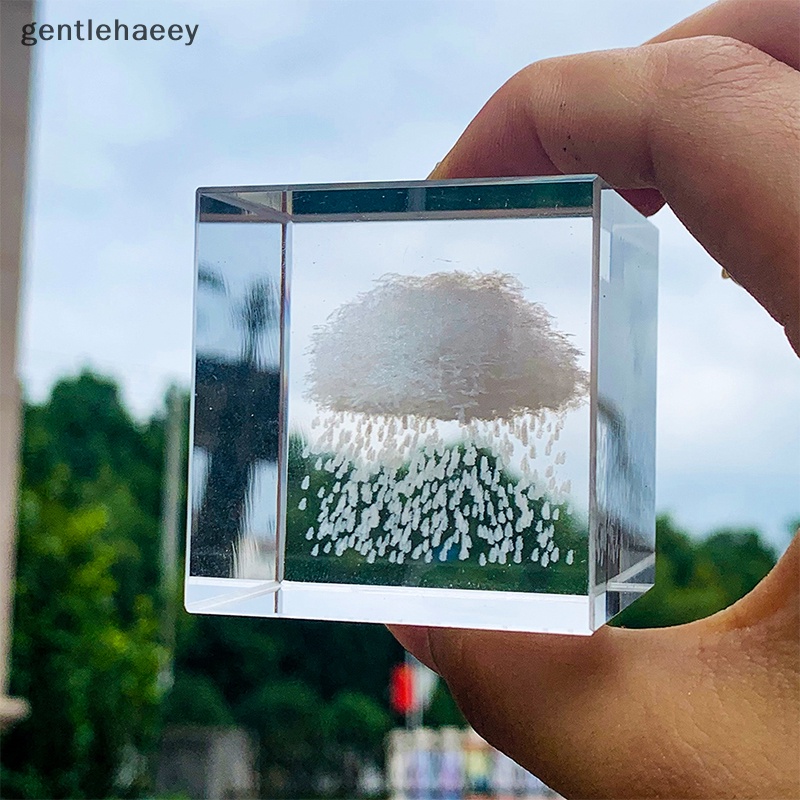 Khối Pha Lê Thủy Tinh laser 40mm Hình Đám Mây Mưa Rơi Vỡ 3d Trang Trí Nhà Cửa