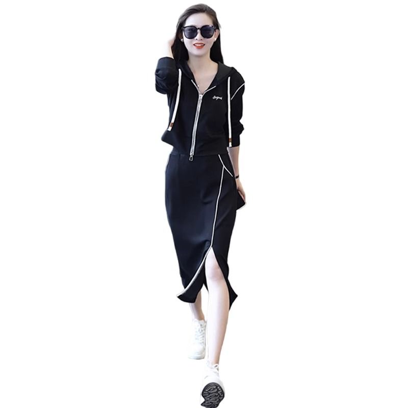 Set Áo Váy Màu Tương Phản Thời Trang Mùa Thu Cho Nữ 120kg