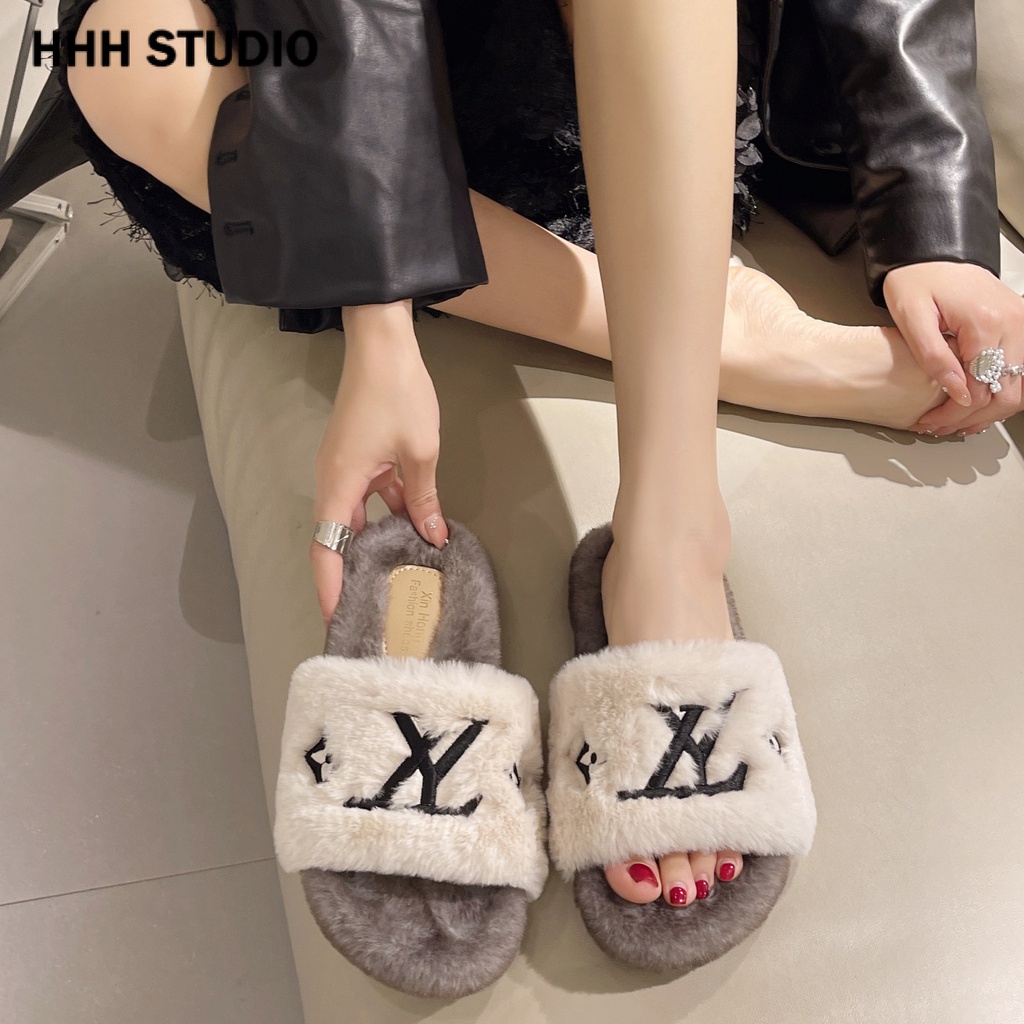 HHH Dép bông Dép Lông nữ dép bánh mì nữ đi trong nhà ĐẾ CAO SU  L V Tiện lợi Nhẹ Tinh tế Mềm mại FMR23936NO39Z230926