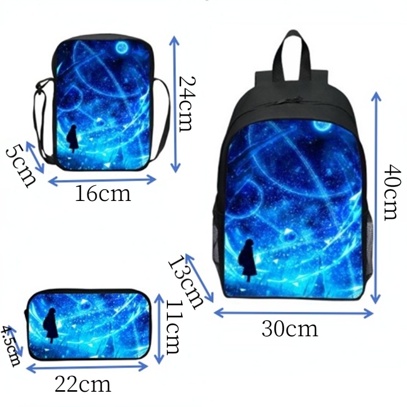 Bộ 3 Ba Lô + Túi Đeo Vai + Túi Đựng Bút Họa Tiết Hoạt Hình BATWHEELS 3D Trọng Lượng Nhẹ Chống Thấm Nước Thoải Mái Cho Bé