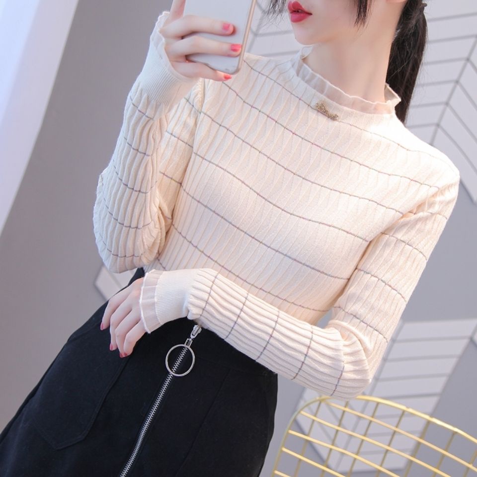 Áo Len Tay Dài Cổ Lá Sen Phong Cách Thu Đông Mới Cho Nữ