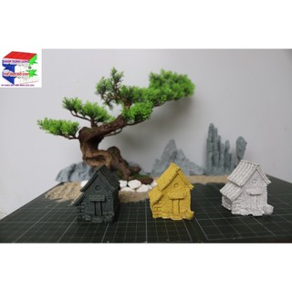 Mô hình nhà tiểu cảnh, nhà trang trí mini 6cm nhiều màu, phụ kiện trang trí tiểu cảnh, cây cảnh., bể cá thủy sinh...
