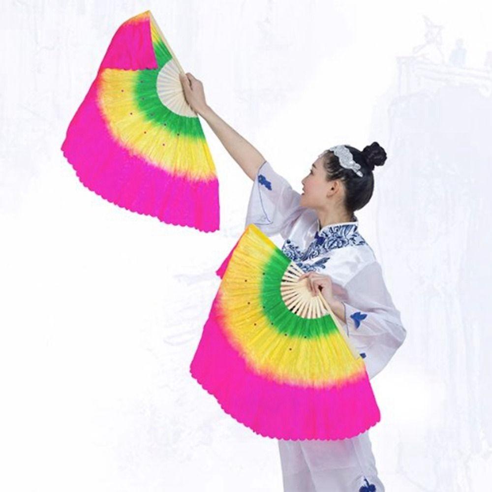 Kent1 Quạt Ngắn Bằng Tre Nhiều Màu 31cm + 20cm Phong Cách Trung Hoa