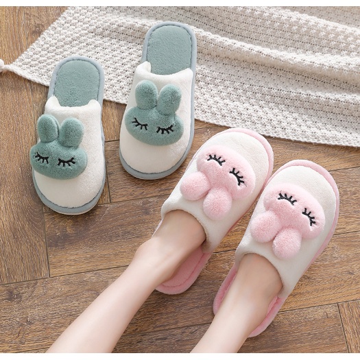 Dép Bông Hình Bé Thỏ Giữ Ấm Chân, Chống Trơn Trượt Dành Cho Nữ - Dép Lông Mang Trong Nhà Mềm Mại Mang Êm Chân