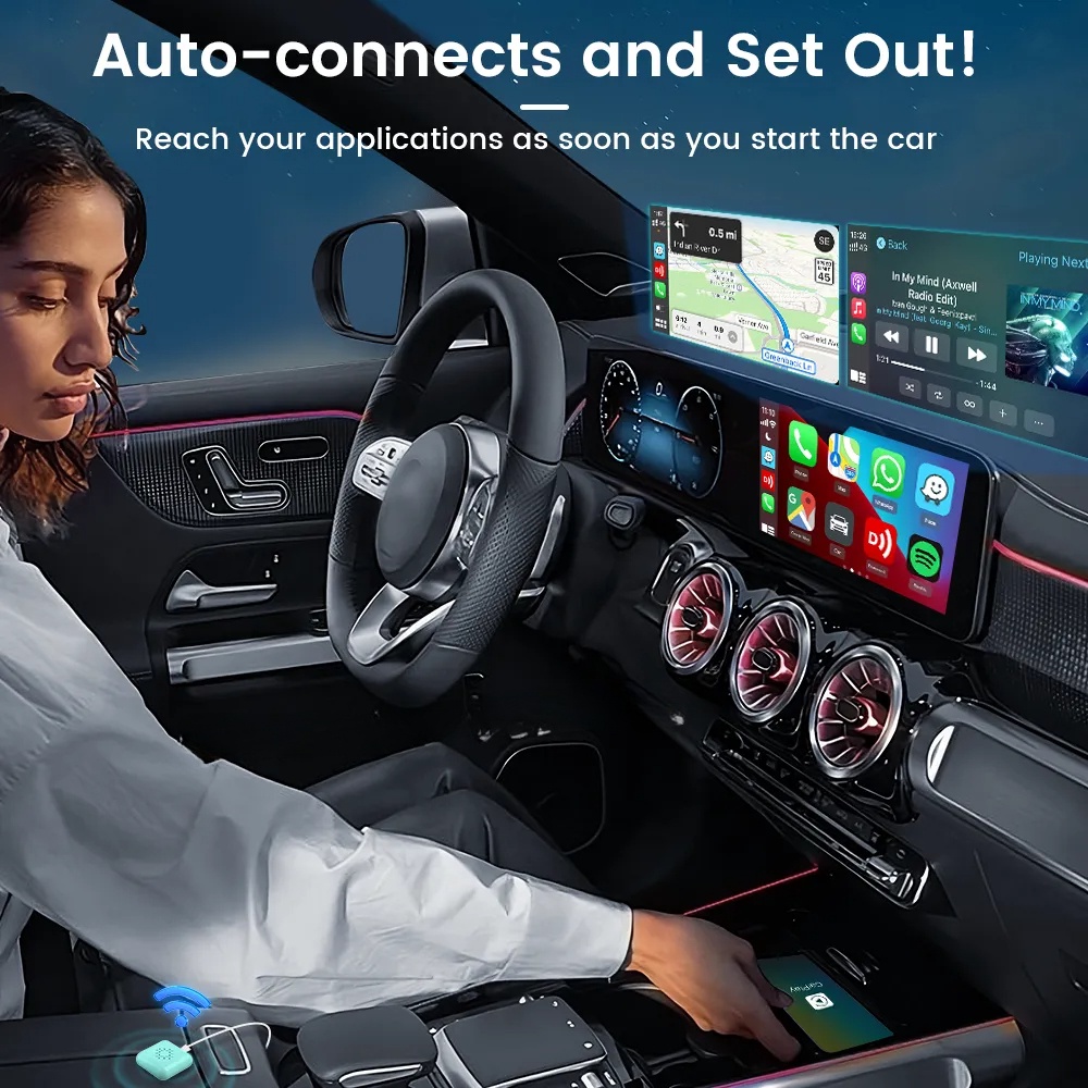 Hộp carplay mini Không Dây carlinkit Kết Nối bluetooth wifi Cho Xe Hơi Chính Hãng ios