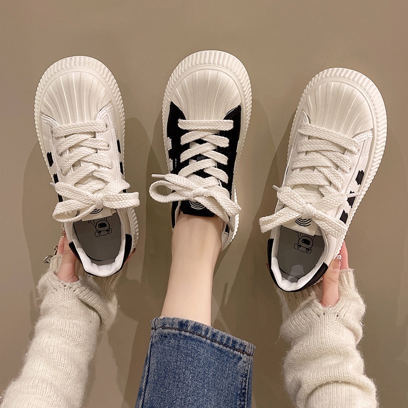 Giày Thể Thao Trắng Nữ Mũi Sò Thời Trang Phong Cách Ulzzang - GS6