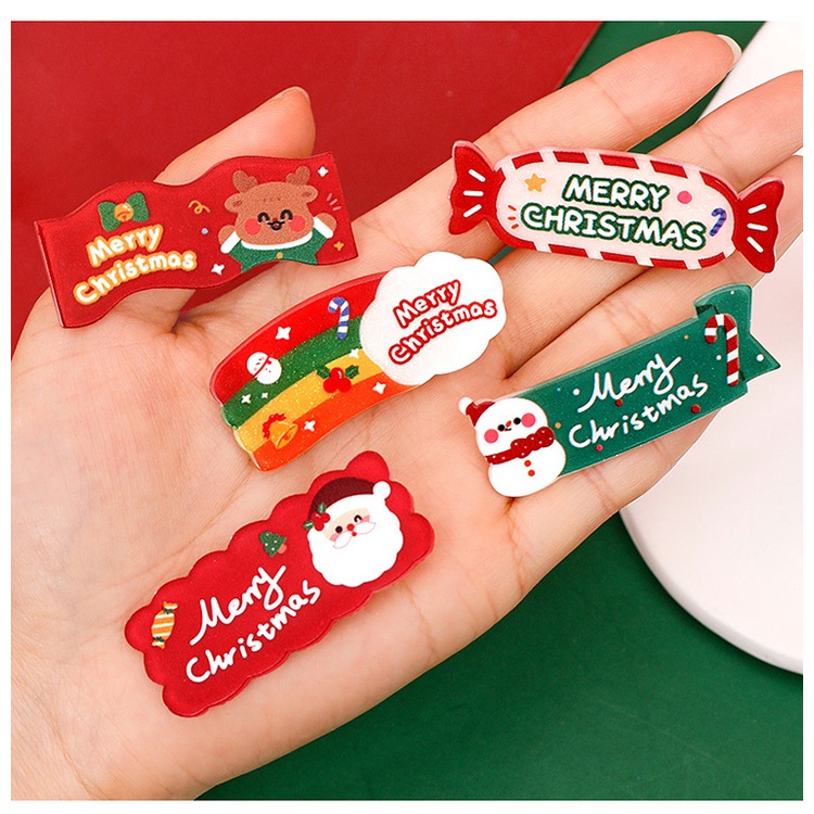 Giáng sinh trang trí kẹp tóc trẻ em Giáng sinh quà tặng nhỏ hoạt hình kẹp acrylic tóc mái kẹp tóc