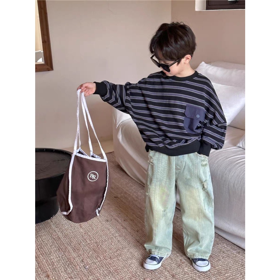 Quần Jean Dài Dáng Rộng Thời Trang Xuân Thu 2023 Cá Tính Cho Bé Trai