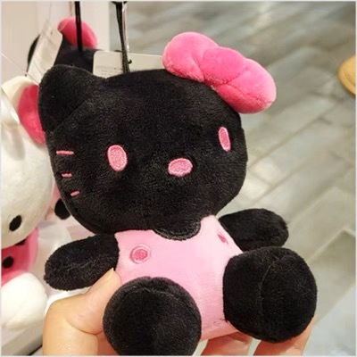 Kawaii sanrio Móc Khóa Hình hello kitty Da Đen Nhồi Bông Đáng Yêu
