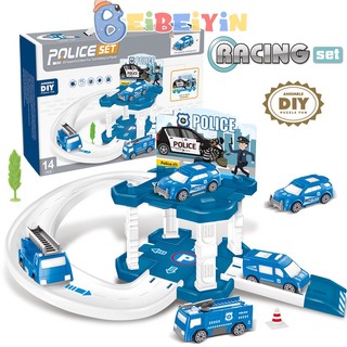 Beibeiyin bộ đồ chơi lắp ráp mô hình đường ray xe hơi ốp