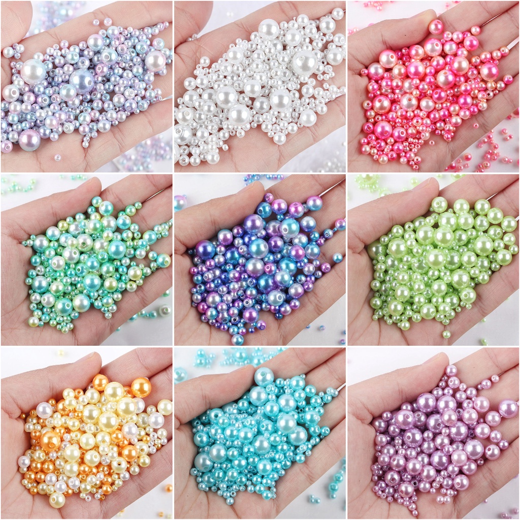 Túi Hạt Ngọc Trai Giả 3-10mm 10g Có Lỗ Làm Trang Sức