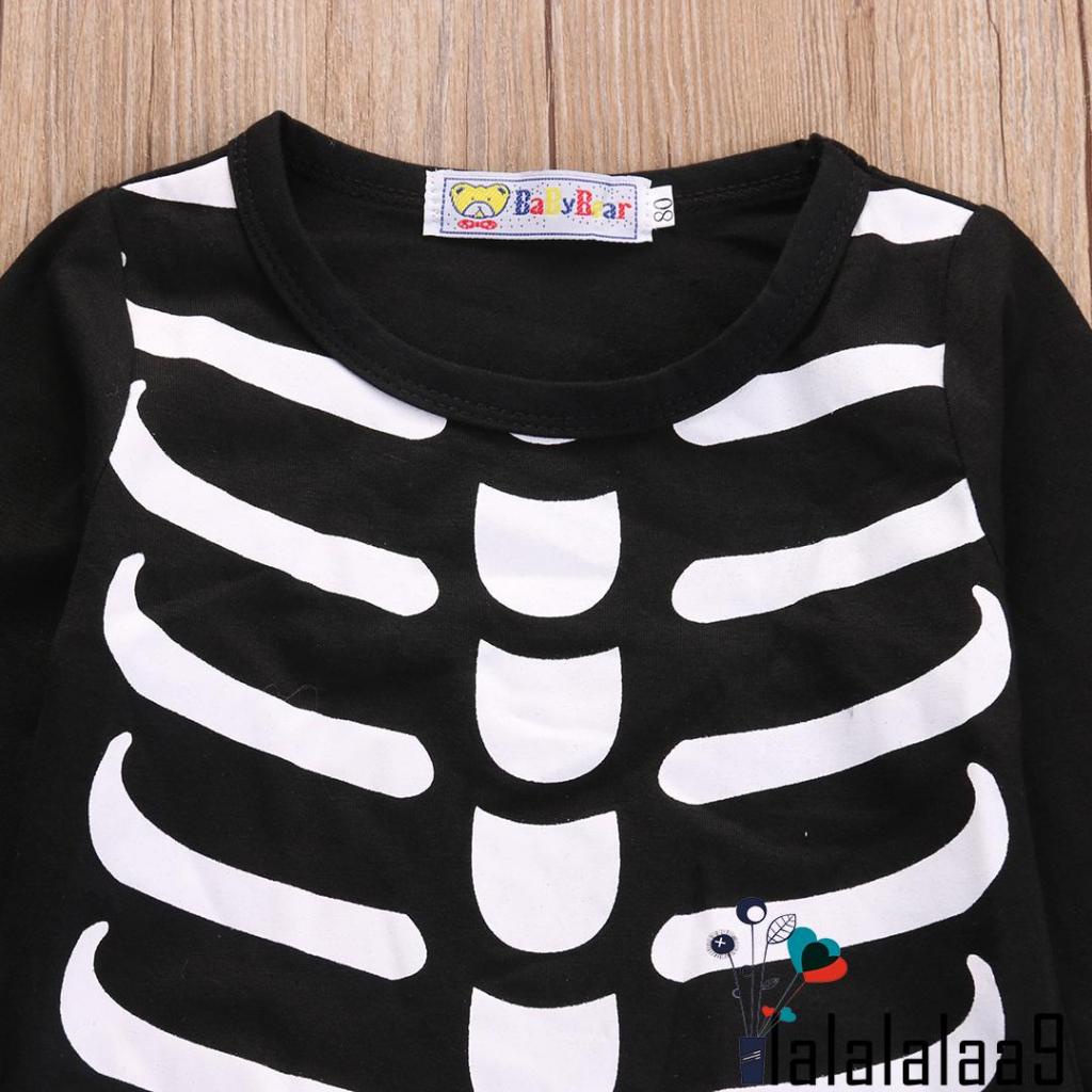 La-new Áo Liền Quần Tay Dài In Hình Đầu Lâu halloween Cho Bé Sơ Sinh 0-24 Tháng Tuổi