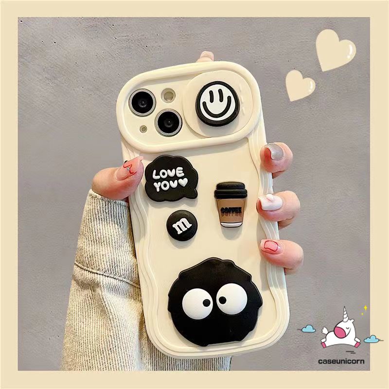 Ốp Điện Thoại Hình Búp Bê 3d Màu Đen / Cà Phê Cho iphone 11 14 12 13 pro max 7 8 6 6s plus xr x xs max