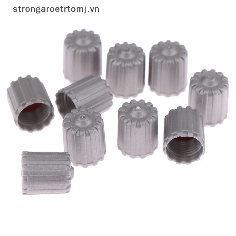 Set 10 Nắp Đậy Van Bánh Xe Hơi / Xe Máy Chống Bụi Bằng nylon Màu Xám