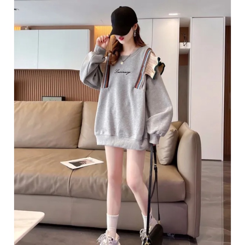 Áo Nỉ Nữ Dài Tay Cổ Tròn Thời Trang Hàn