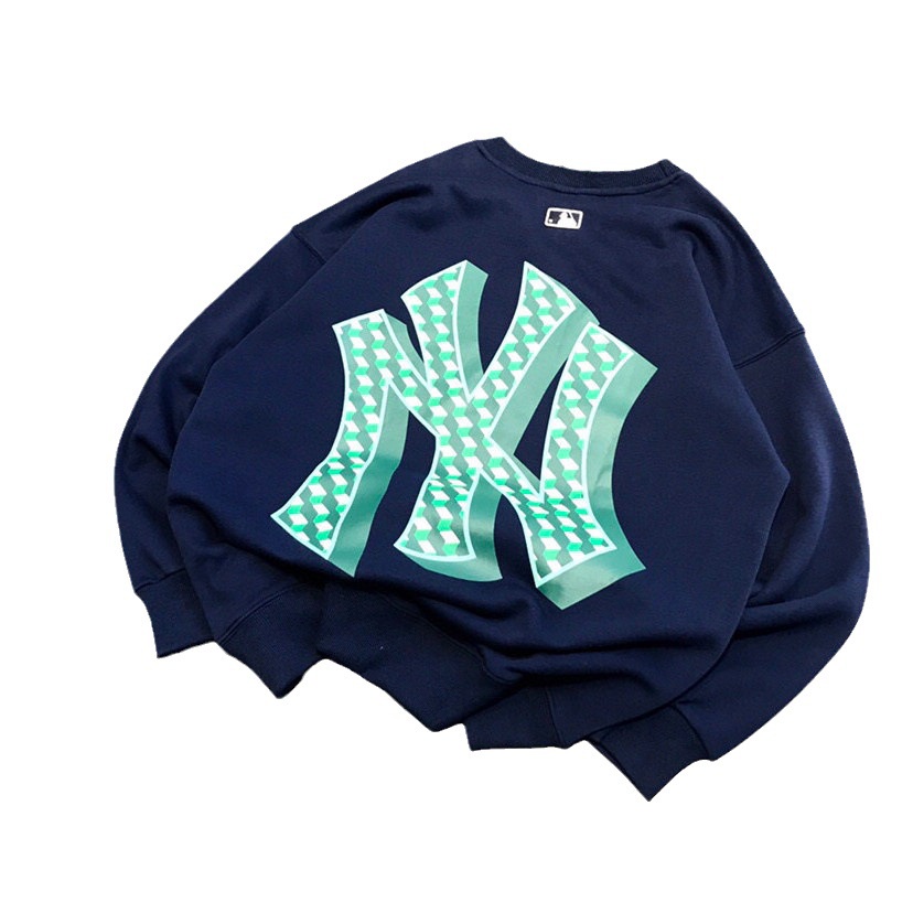 Mlb Áo Sweater Cổ Tròn Thêu Chữ Phong Cách Hàn Quốc Cho Cặp Đôi