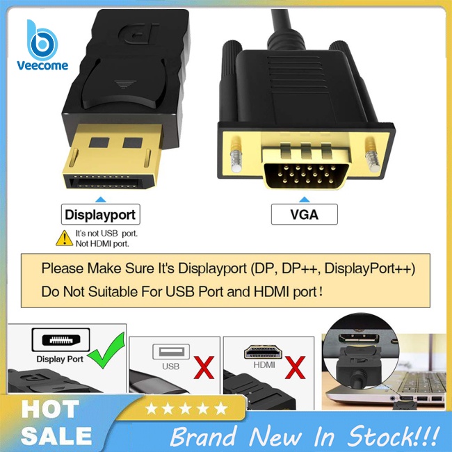 Veecome Dây Cáp Chuyển Đổi Cổng Hdmi Sang vga 1080p 60hz Cho Màn Hình Máy Chiếu laptop