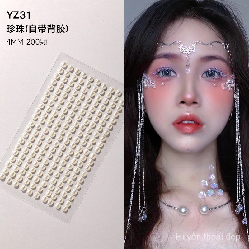 Mặt Dán Trang Sức Ngọc Trai Miếng Dán Trang Điểm Mặt Trang Điểm Mặt Trang Trí Mắt Trẻ Em Trang Điểm Mặt Trang Điểm Mắt Kim Cương Sáng Xé Kim Cương Bán Buôn