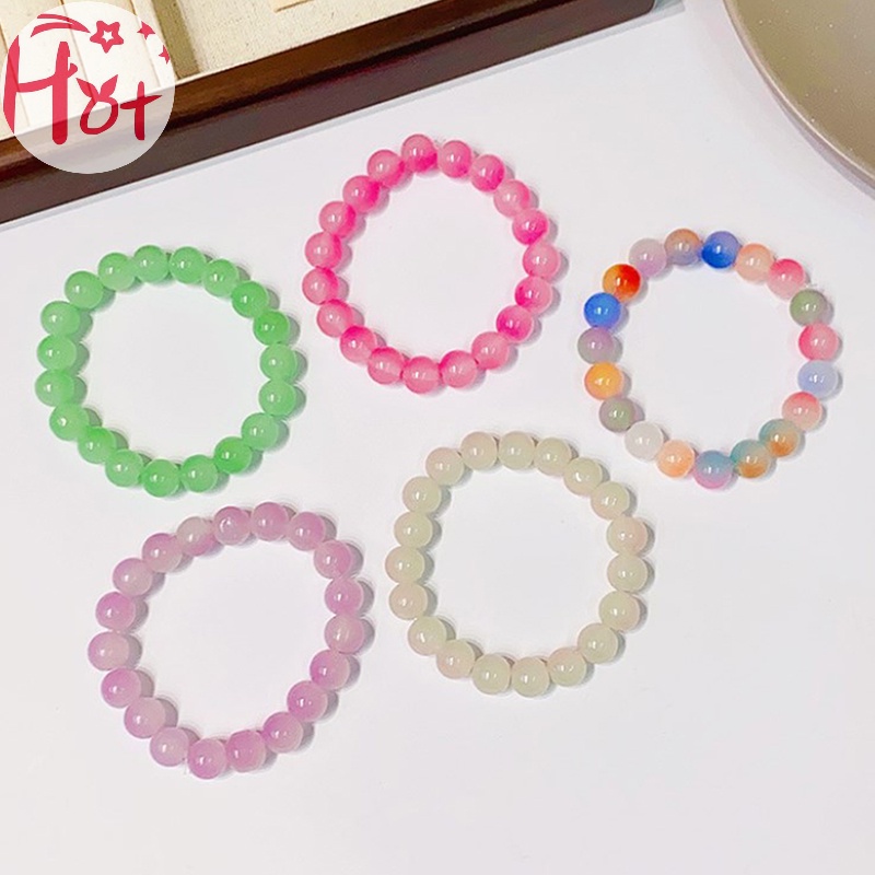 Jr Vòng Tay Chuỗi Hạt Đá Ngọc Bích Màu gradient May Mắn Cho Nam Và Nữ vn