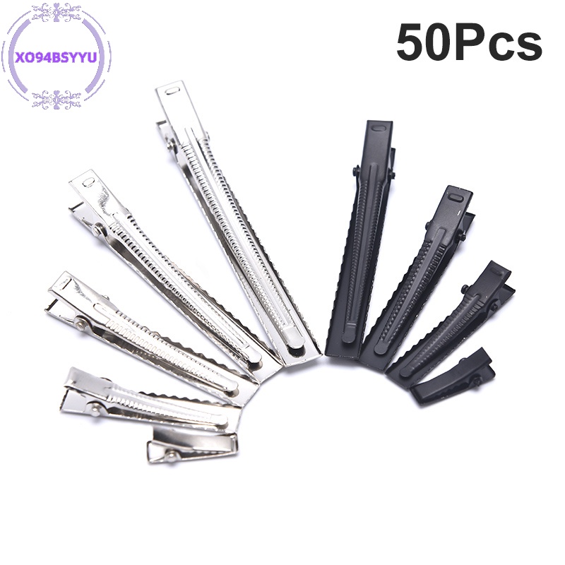 Xo94bsyu 50 Kẹp Cá Sấu Kim Loại Màu Bạc vn