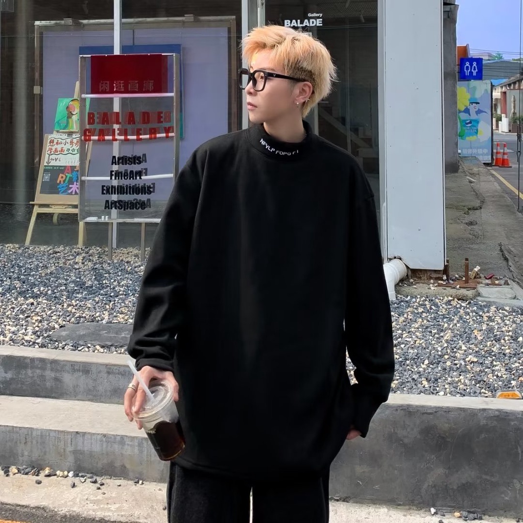 Áo hoodie Tay Dài Cổ Cao Phong Cách Thời Trang Hàn Quốc Cho Nam Giới